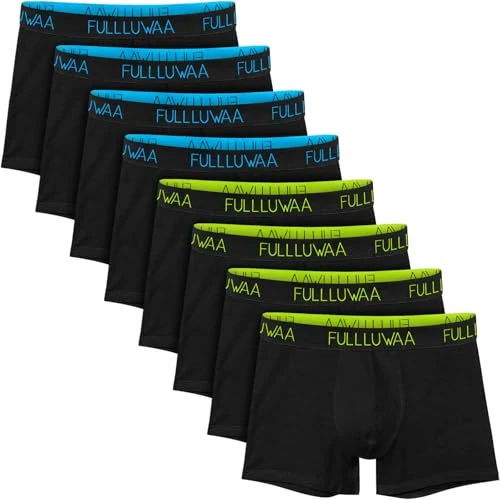 Offre limitée : Fullluwaa Fitted Boxers Shorty (Lot de 8) Homme Coton sous-vêtement Trunk Caleçons ,L,Noir + Noir de 29.99 € à 26.99 € (10% de remise)