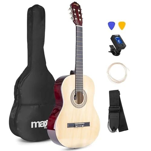 Offerta a tempo: Max SoloArt - Chitarra classica in legno naturale, corde in nylon - 0.00% da 79.00 € a 79.00 €