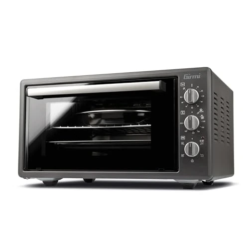Girmi FE45 Horno Eléctrico Ventilado, 1400 W, 45 Litros, Temporizador de 90 min, Termostato Regulable, Funciones de Cocción Básica, Grill, Combinada, Accesorios Incluidos, Gris Antracita