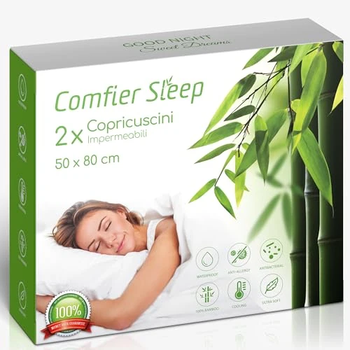Offerta a tempo: Copricuscino Impermeabile 50x80 cm – Copri Cuscino Antiacaro Anallergico Tre Strati Con Zip – 2 Pezzi Copricuscini – Coprifedere Cuscini Letto Traspiranti - 0.00% da 22.95 € a 22.95 €
