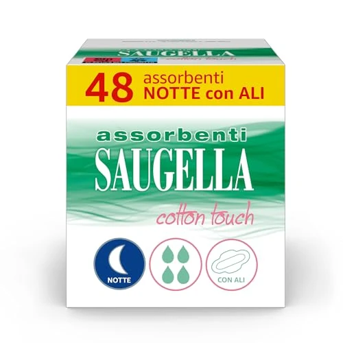 Begrenztes Angebot: Saugella Saugella Baumwoll-Tuch, Damenbinden für die Nacht, geruchshemmend, mit Flügeln aus hypoallergener Baumwolle, 48 Stück von 11.96 EUR auf 11.96 EUR (Rabatt 0%)