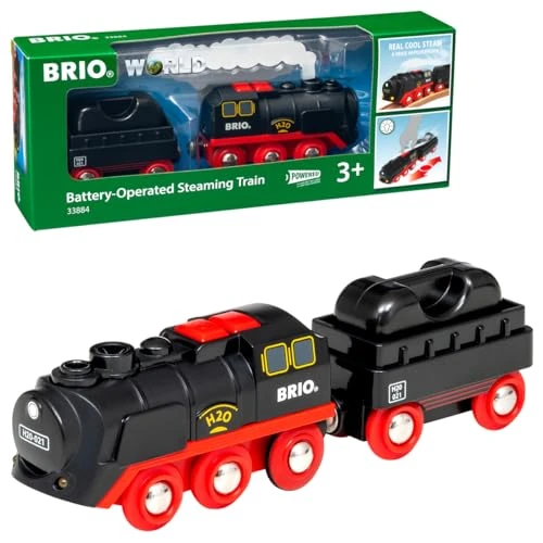 Limited-time offer: BRIO World 33884 Battery Powered Steam Locomotive Toy Train Engine with Refillable Water Tank, Cool-Touch Realistic Steam & Headlights, Fits BRIO Wooden Railway Track, Ages 3+ from 39.99 £ to 33.99 £ (save 15%)