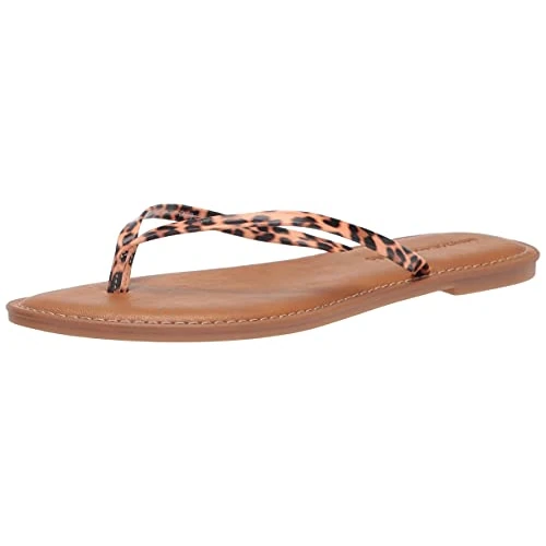 Amazon Essentials Sandali Infradito Donna, Marrone Chiaro Leopardata, 39 EU