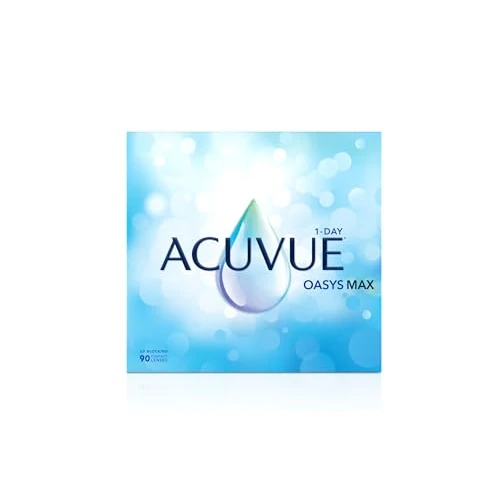 Offerta a tempo: ACUVUE OASYS MAX 1-Day, lenti a contatto giornaliere; Comfort tutto il giorno e visione nitida, filtrano la maggior parte della luce blu-viola;+2.50 diottrie; BC 8.5; DIA 14.30; 90 lenti - 0.00% da 59.48 € a 59.48 €