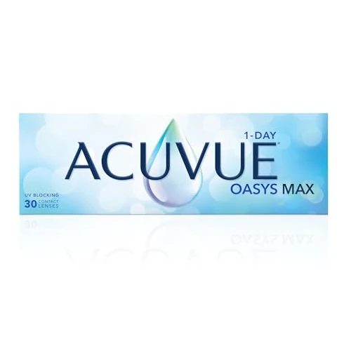 Zeitlich begrenztes Angebot: ACUVUE OASYS MAX 1-Day Tageskontaktlinsen – Helfen dabei, das Gefühl von müden & trockenen Augen zu reduzieren – 30 Tageskontaktlinsen mit -12.00 dpt und BC 9.0 – UV Schutz & angenehmes Tragegefühl von 31.99 € auf 31.99 € (0.0