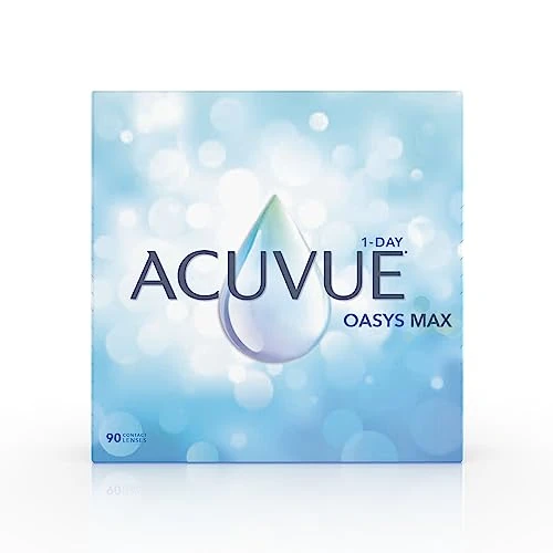 Acuvue Oasys Max 1-Day Lentes diarias con tecnología TearStable y filtro de luz OptiBlue, -1.50 dpt, diámetro 14.3 mm, 30 unidades, adición, curva base 9.0 mm