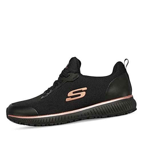 Tijdelijke aanbieding: Skechers Squad SrSneaker voor dames, Zwarte platte gebreide roségouden rand, 37 EU van 69.95 € naar 45.25 € (35% korting)
