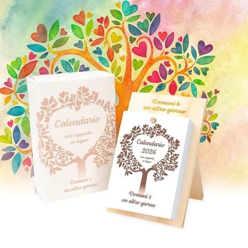 Lupia - Calendario degli Aforismi 2026 DOMANI E' UN ALTRO GIORNO l'Originale Albero della Vita 365 fogli Supporto in Legno ALBERO DELLA VITA Calendario da tavolo motivazionale con pensiero filosofico