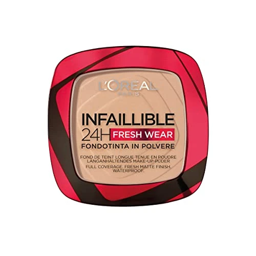 Zeitlich begrenztes Angebot: L'Oréal Paris Wasserfestes Puder Make-up mit hoher Deckkraft, Deckendes Kompaktpuder mit mattem Finish und 24h Halt, Infaillible 24H Fresh Wear Foundation Powder, Nr. 130 True Beige, 1 x 9g von 14.99 € auf 11.20 € (25% Rabatt)