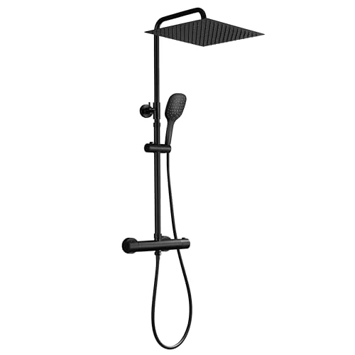 Oferta limitada: JOHO Columna de Hidromasaje Columna de Ducha con Grifo Termostático Negro Barra Ducha Reuglable en Altura Acero inoxidable 304 Ducha Cuadrada Lluvia 30 * 30cm de 175.84 EUR a 175.84 EUR (ahorro 0%)