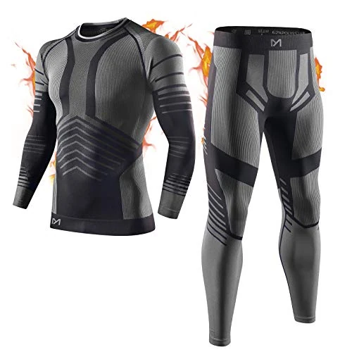 MEETYOO Conjuntos térmicos Hombre, Ropa Interior Térmica Leggings Compresión Camiseta para Esquí Running Ciclismo