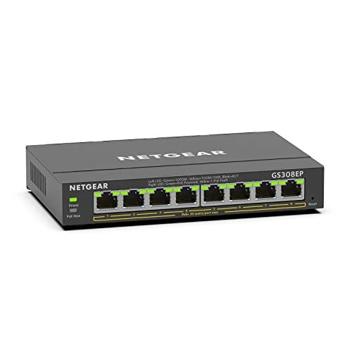 Oferta ograniczona: Netgear przełącznik GS308EP 8-portowy Gigabit Ethernet LAN PoE Switch Plus, przełącznik sieciowy 8x PoE+ 62 W, zarządzany z IGMP Snooping, QoS, VLAN, Plug-and-Play, metalowa obudowa bez wentylatora z 347.61 EUR na 347.61 EUR (znizka 0%)