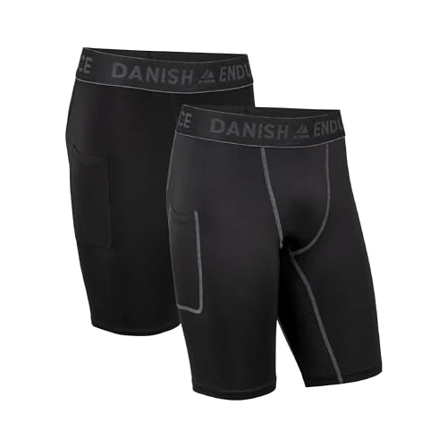 Oferta limitada: DANISH ENDURANCE 2 Pack Mallas Cortas Hombre, Pantalones Cortos de Compresión Running, con Bolsillo, Multicolor (1x Negro, 1x Negro/Gris), XL de 47.95 € a 42.95 € (ahorro 10%)