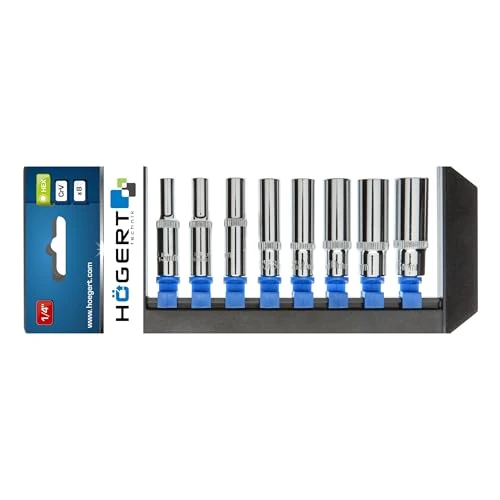 Högert Technik - Set Chiavi A Bussola, Set Bussole in Lega di Acciaio Al Cromo Vanadio, 50 mm, Chiave A Bussola, Kit Chiavi A Bussola, Colore: Nero, Blu, Grigio - HT1A886