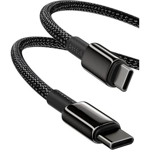 Baseus USB C Cable, 100W PD 5A QC 4.0 Fast Charging USB C to USB C Cable, Zinc Alloy Nylon Braided Type C Data Cable for Samsung S21 S20+ S10 Note 10 iPad Pro MacBook Pro Google Pixel and more (2M)