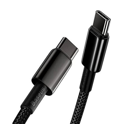 Baseus USB C Cable, 100W PD 5A QC 4.0 Fast Charging USB C to USB C Cable, Zinc Alloy Nylon Braided Type C Data Cable for MacBook Air iPad Pro 2020 Samsung Galaxy S21 S20+ S10 Note 10 Pixel (1M)