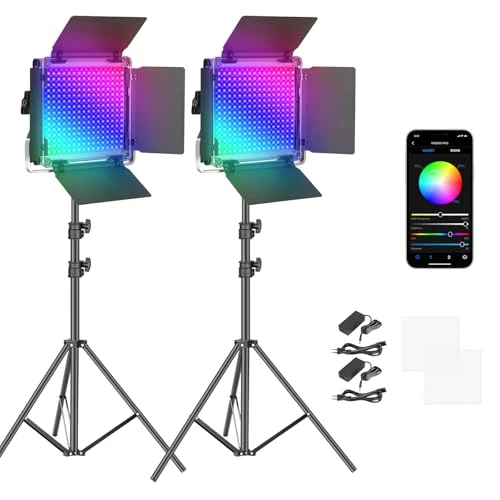 Offerta a tempo: NEEWER 660 PRO RGB Luce LED Fotografia Kit d’Illuminazione: APP Controllo, Colori a 360°, 50W Dimmerabile 3200K-5600K CRI 97+ RGB Luci Video Faretto con Cavalletto per Foto Studio/Streaming/YouTube - 23% da 328.01 € a 251.19 €