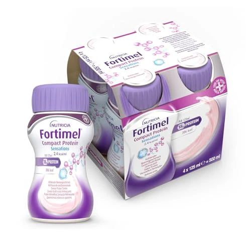 Offerta a tempo: NUTRICIA FORTIMEL COMPACT PROTEIN SENSATION - Supplemento Ipercalorico e Iperproteico, utile in caso di Malnutrizione, Alimento a Fini Medici Speciali, Gusto Frutti Rossi Rinfrescanti - 4x125ml - 29% da 18.99 € a 13.51 €