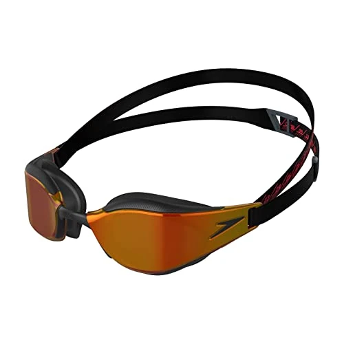 Beperkte aanbieding: Speedo Unisex Fastskin Hyper Elite Mirror Goggles, Zwart/Oxid Grijs/Fire Gold, One Size van 60.00 EUR naar 48.99 EUR (besparing 18%)