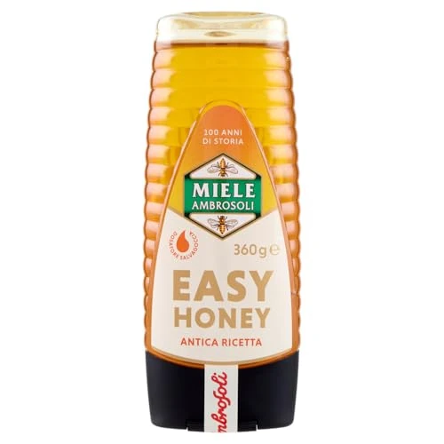 Ambrosoli Easy Honey 360 g – Miele con Dosatore Salvagoccia, Flacone Squeeze Pratico, Ideale per Colazione, Yogurt, Bevande Calde e Ricette