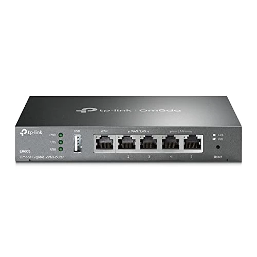 Offerta a tempo: TP-LINK Router VPN WAN doppia/multipla ER605 a 5 porte (fino a 4 porte WAN Gigabit, VPN altamente sicura, Omada SDN, gestione centrale, monitoraggio intelligente, firewall) nero - 18% da 69.90 € a 56.99 €