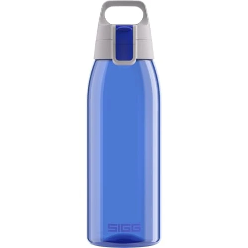 Sigg Total Color Blue Botella cantimplora (1 L), botella hermética sin sustancias nocivas, botella resistente y ligera de plástico tritán