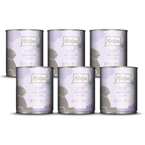 Offerta a tempo: MjAMjAM - cibo umido premium per gatti - gattino eccellente vitello con olio di salmone, confezione da 6 (6 x 800 g), senza cereali con carne extra - 0.00% da 36.51 € a 36.51 €