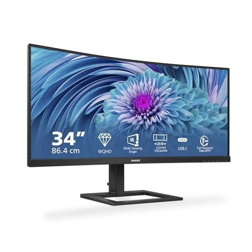 Offerta a tempo: Philips Monitors Philips 346E2CUAE/00 Monitor 34" VA WLED 3440 x 1440 HDMI/DP Curved, Nero, 34" - 34% da 329.90 € a 216.37 €