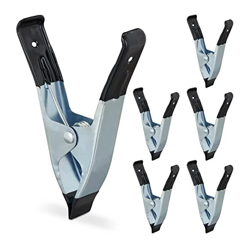 Zeitlich begrenztes Angebot: Relaxdays Klemmzwingen Metall, große Federzwingen im 6er Set, Spannweite 50 mm, Foto, Pool, Leimklemmen 145 mm, schwarz von 12.99 € auf 12.99 € (0.00% Rabatt)