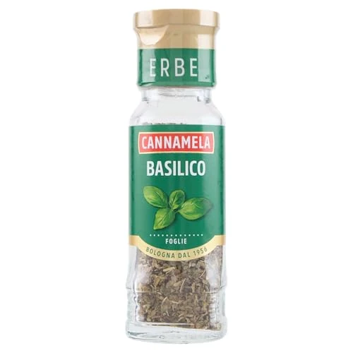 Cannamela, Linea Maxi Oro, Basilico in Foglie Essiccato, Confezione da 15g, Utile nella Preparazione di Insalate, Verdure, Zuppe e Minestre, Ideale per Pesti, Bruschette e Capresi