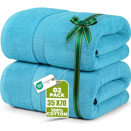 Tijdelijke aanbieding: Utopia Towels - Premium Jumbo Badlaken (90 x 180 cm), 2 Pak 100% Ringgesponnen Katoen Zeer Absorberend en Snel Droog Extra Grote Badhanddoek - Superzachte hotelkwaliteit Handdoek (Turkoois) van 32.99 EUR naar 32.99 EUR (korting 0%)