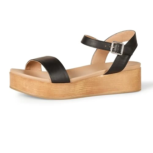 Oferta limitada: Amazon Essentials Sandalia con Plataforma y Dos Bandas Mujer, Negro, 36 EU de 19.42 € a 19.42 € (ahorro 0.00%)
