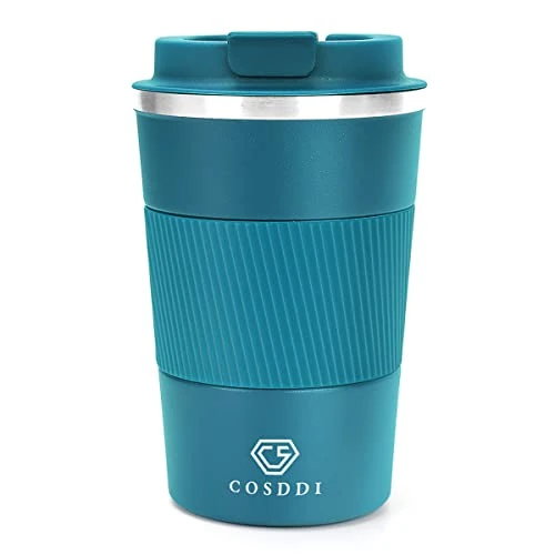 CS COSDDI Thermobecher- Isolierbecher, Edelstahl Travel Mug, 13oz/380ml Vakuum auslaufsicher Reisebecher mit Deckel, Autobecher, doppelwandig isoliert für Wasser und Tee, Kaffee-to-go Becher