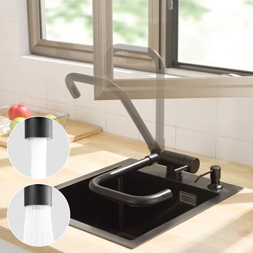 Oferta limitada: CECIPA Grifo Cocina Abatible Negro de 180°, Grifo Cocina Plegable con 2 Tipos de Chorros, Grifo Fregadero Abatible Giratorio de 360°, Grifo Fregadero Plegable Negro de 53.99 € a 51.29 € (ahorro 5%)