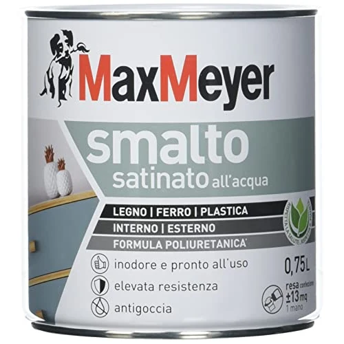 Offerta a tempo: Maxmeyer Smalto All'Acqua Poliuretanico Satinato Bianco 0,75 L - 26% da 30.90 € a 22.79 €