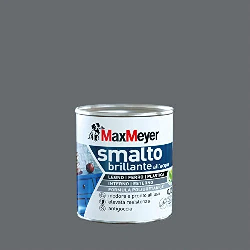 Offerta a tempo: Maxmeyer Smalto All'Acqua Poliuretanico Brillante Grigio Fumo 0,125 L - 10% da 7.75 € a 6.99 €