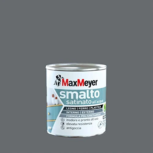 Offerta a tempo: Maxmeyer Smalto All'Acqua Poliuretanico Satinato Grigio Fumo 0,125 L - 44% da 14.21 € a 7.99 €