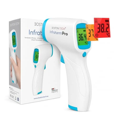 Oferta limitada: Boston Tech Termómetro Digital Infrarrojo sin Contacto ME105, Termómetro de Frente para Bebés, Niños, Adultos y Mascotas, Pantalla LCD, Alarma de Fiebre, Memoria 20, Objetos, °C/°F de 14.90 € a 14.90 € (ahorro 0.00%)