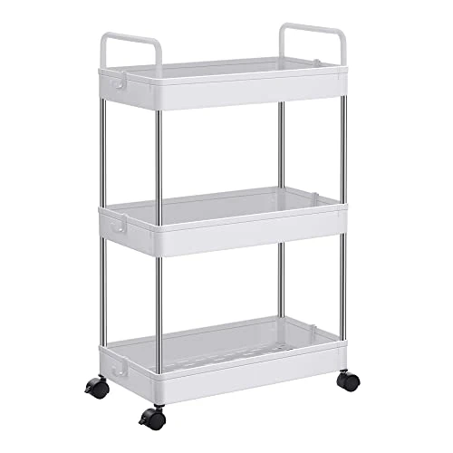 SONGMICS Carrito Auxiliar con Ruedas de 3 Niveles, 40 x 22 x 67 cm