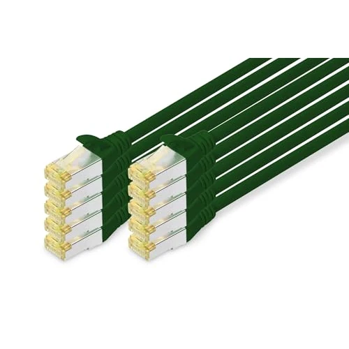 Offerta a tempo: DIGITUS Cavo LAN Cat 6A – 3 m – 10 pezzi – S/FTP schermato – 10 Gbit/s – 500 MHz – PoE++ – AWG 26/7 – LSZH – Cavo di rete RJ45 – Compatibile con Cat6 e Cat7 – Verde - 0.00% da 34.70 € a 34.70 €