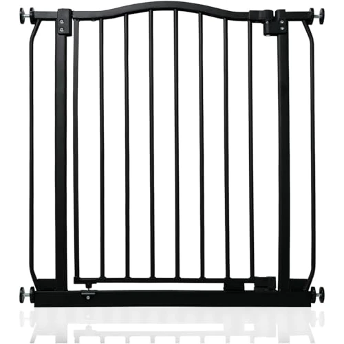 Offerta a tempo: Safetots Cancelletto di Sicurezza con Parte Superiore Incurvata, 71cm - 80cm, Nero Opaco, Montaggio a Pressione, Cancelletto per Bambini per Porte, Corridoi e Spazi Stretti, Barriera di Sicurezza - 0.00% da 80.88 € a 80.88 €