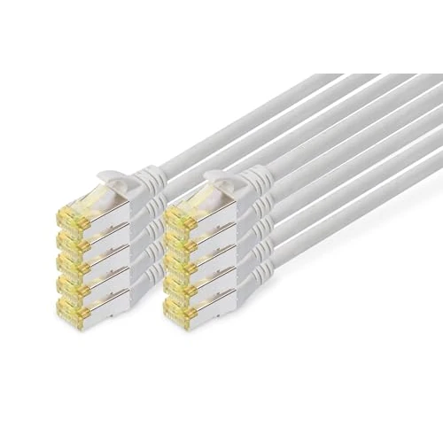 Offerta a tempo: DIGITUS Cavo LAN Cat 6A – 0,5 m – 10 pezzi – S/FTP schermato – 10 Gbit/s – 500 MHz – PoE++ – AWG 26/7 – LSZH – Cavo di rete RJ45 – Compatibile con Cat6 e Cat7 – Grigio - 15% da 15.90 € a 13.52 €