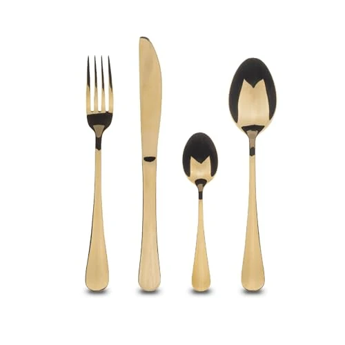 Limitiertes Angebot: BERGNER München 24-teiliges Besteckset für 6 Personen - Edelstahl - Stärke 2,5 mm - Farbe Champagner - Hochglanzpoliert - Spülmaschinenfest - Ideal für den täglichen Gebrauch - Spülmaschinenfest von 24.22 EUR auf 24.22 EUR (Spare 0%)