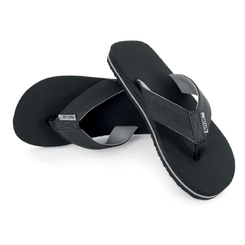 SEAC Unisex's Kauai Flip Flops for Beach and Pool, Black/Grey, 4.5