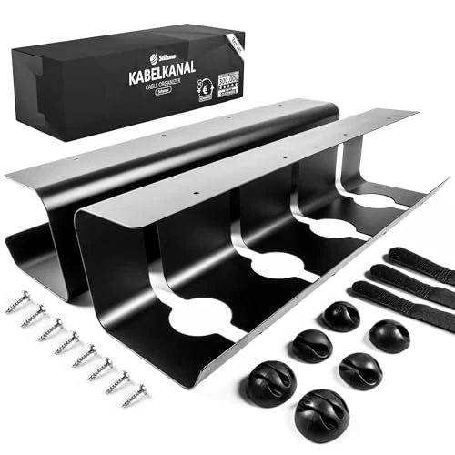Offerta a tempo: Stilemo Raccogli Cavi Scrivania – Canalina Passacavi sotto Scrivania Cable Management – Organizer Portacavi Ufficio - Nascondi Cavi sotto Tavolo – 2 Scatole Porta Cavi - Verniciatura a Polvere Nero - 10% da 27.95 € a 25.22 €