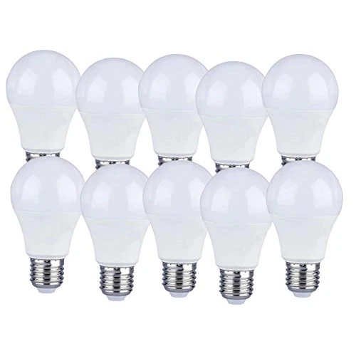 LEDLUX - 10 bombillas LED E27 A60, 9 W, forma esférica, 806 lúmenes, Ø 60 x 110 mm, disponible en blanco cálido, neutro y frío