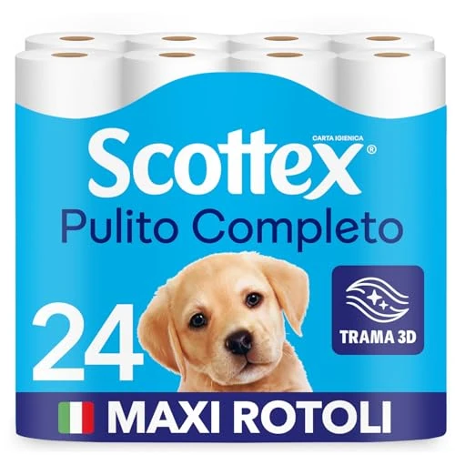 Scottex Clean Toilet Paper Set, Pack of 24 Maxi Rolls