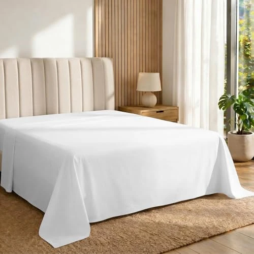 Offerta a tempo: Pizuna Lenzuolo sopra Cotone 270x310 cm Bianco 400 fili trama Sateen 1 Pz - 0.00% da 60.60 € a 60.60 €