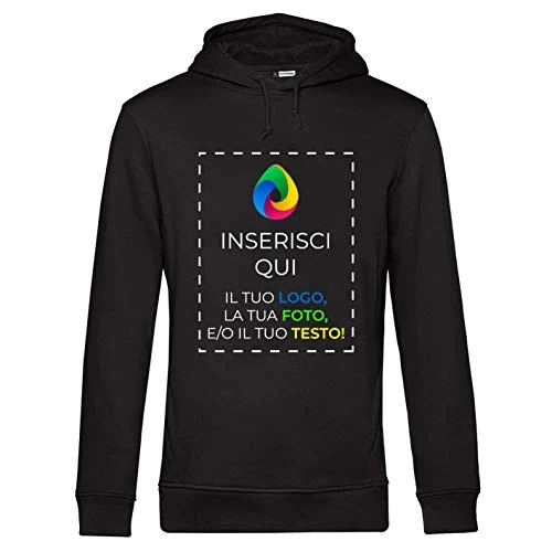 Offerta a tempo: Teetaly Felpa Personalizzata con Foto o Scritta - Felpa con Cappuccio Unisex in Cotone, Idea Regalo (Nero, XL) - 0.00% da 29.99 € a 29.99 €