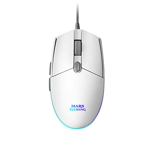 Mars Gaming MMGW, Souris Gamer Blanche, RGB Flow, Anti-Glisse, Mac/Windows/Linux